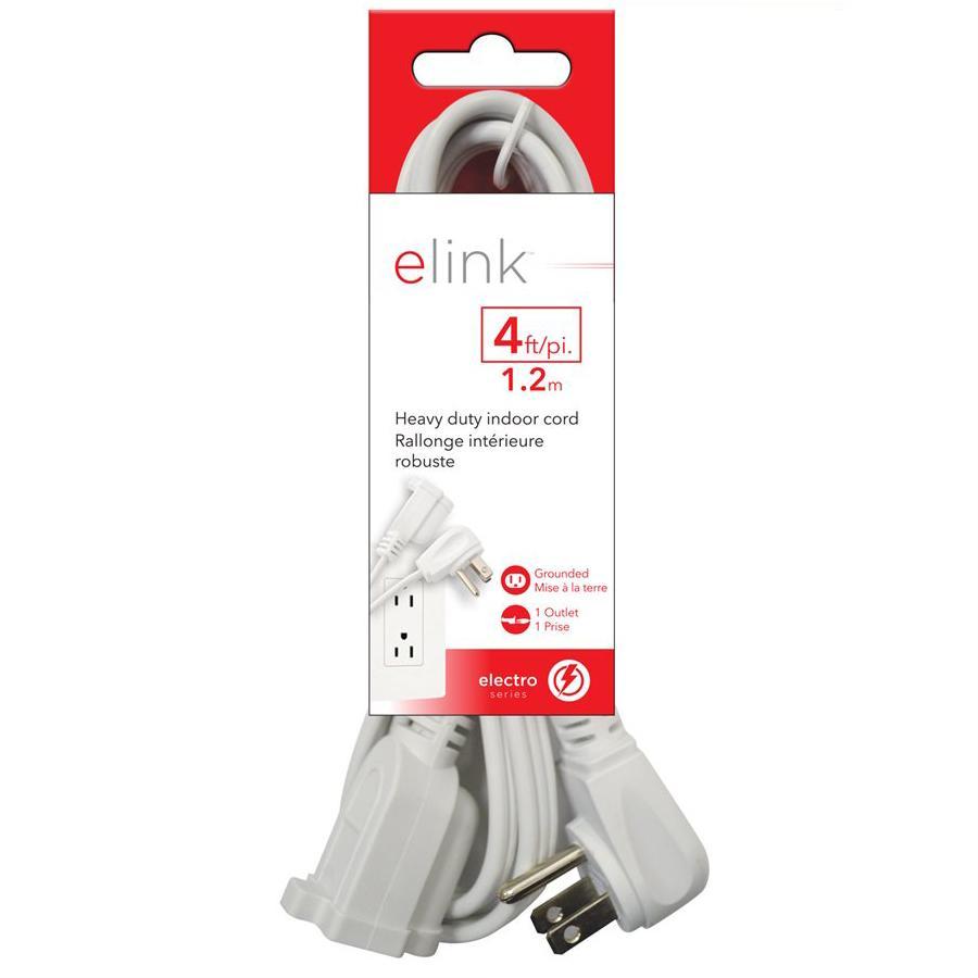 Elink EX-901 - Ralonge Électrique d'intérieur à Usage Intensif, 4 Pieds, Blanc