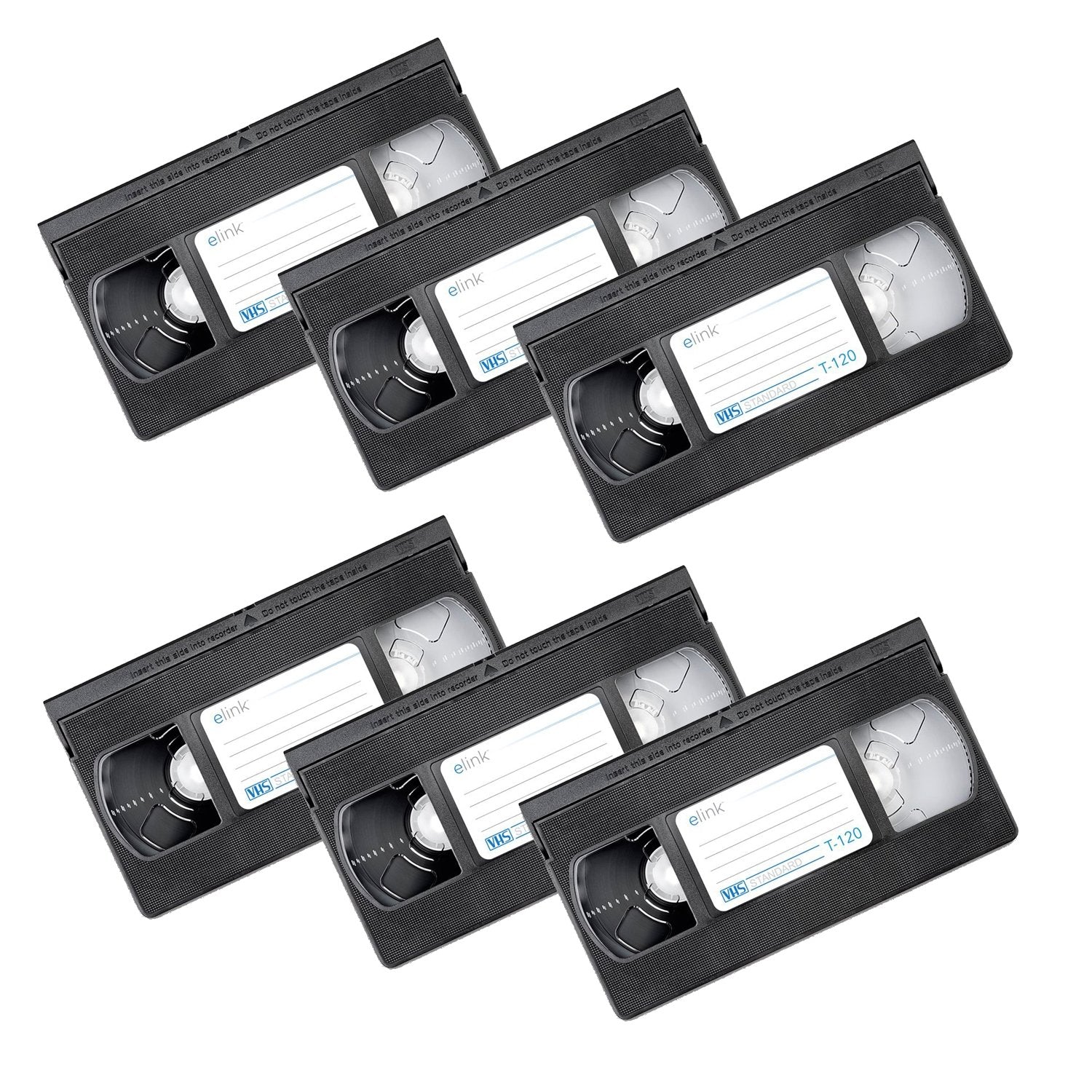 Elink - Ensemble de 6 Cassettes VHS pour L'enregistrement, Capacité de 120 Minutes, Noir