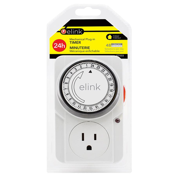 Elink - Minuterie Mécanique Enfichable, 48 Sélection Marche/Arrêt par Jour, Blanc - Simple Boutique