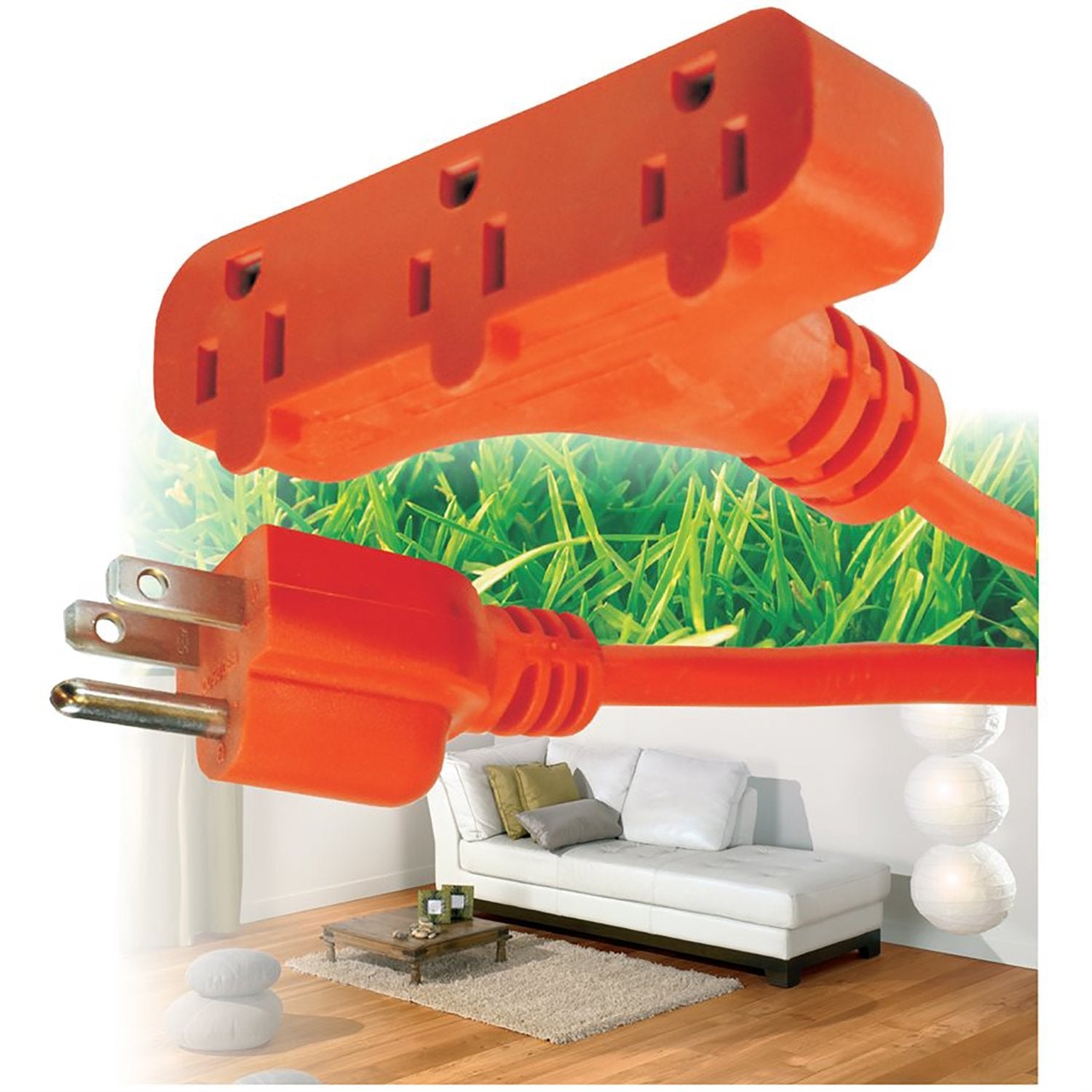 Elink - Rallonge Électrique Extérieure à 3 Prises, Longeur de 25 Pieds, Orange - Simple Boutique