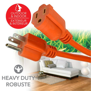 Elink - Rallonge Électrique Intérieur/Extérieur, Longeur de 10 Pieds, Orange - Simple Boutique