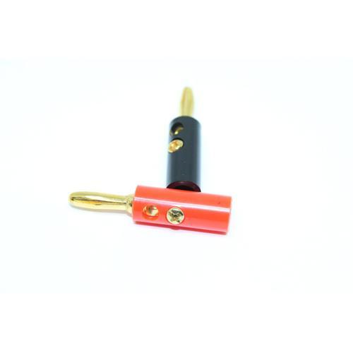 Embout de Câbles Haut-Parleurs Style "banane" plaqué or paquet de 2 1 noir et 1 rouge - Simple Boutique