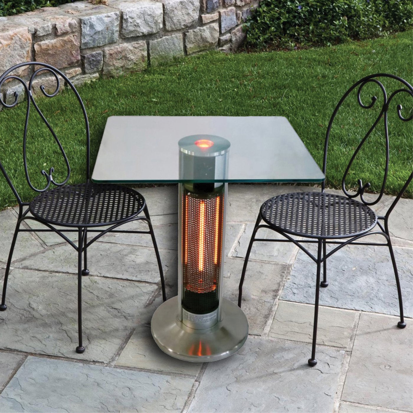 Ener-G+ HEA-1575J67L-2 Table Bistro Extérieur avec chauffage Infrarouge et lumière LED Intégrés 1400 Watts - Simple Boutique