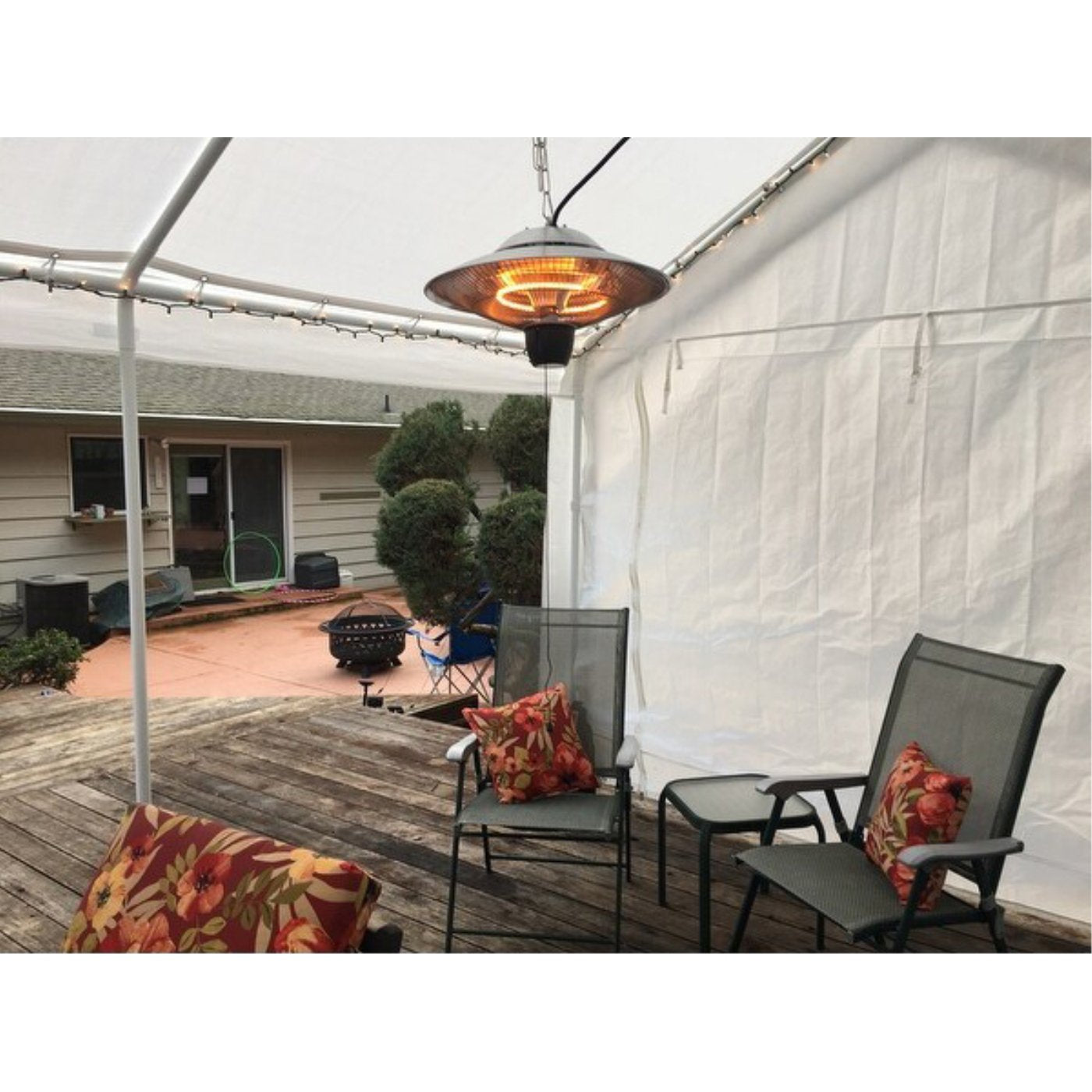 Ener-G+ HEA-21524 Chaufferette électrique infrarouge suspendue pour l'extérieur 5100 BTU argent - Simple Boutique