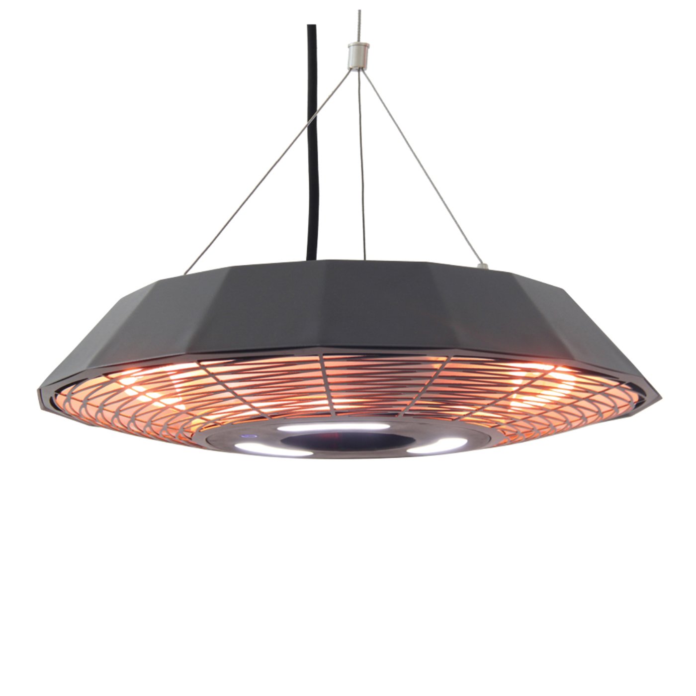 Ener-G+ HEA-21568BLK Chaufferette patio éléctrique infrarouge suspendue intensité variable noire - Simple Boutique