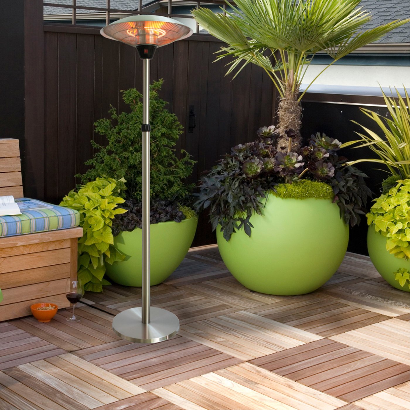 Ener-G+ HEA-21821SH-T Chaufferette électrique de Patio infrarouge Sur pied Intensité Variable Max 1500 Watts - Simple Boutique