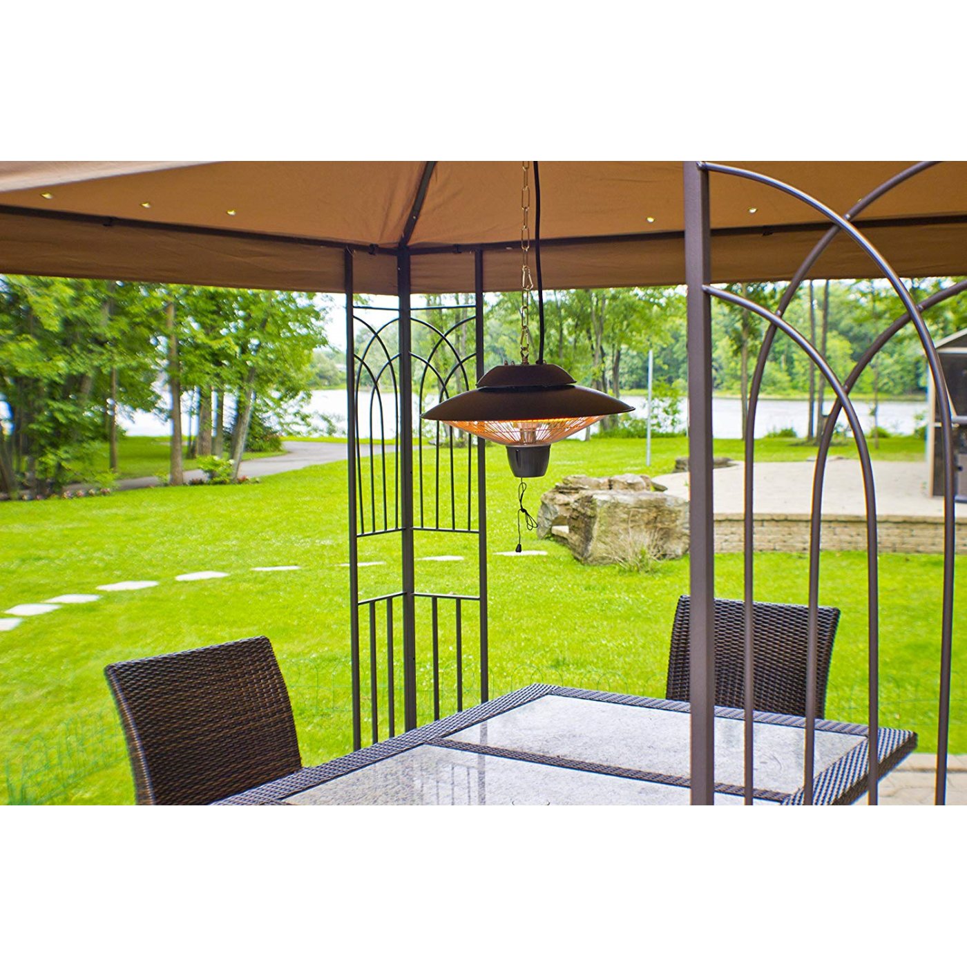 Ener-G+ HEA-22000HBR Chaufferette électrique infrarouge suspendue pour l'extérieur 5100 BTU brune - Simple Boutique