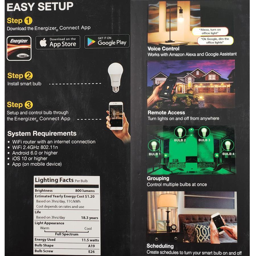 Energizer Connect EAC2-1002-RGB Ampoule DEL Intelligente Blanc/Multicolore - Simple Boutique