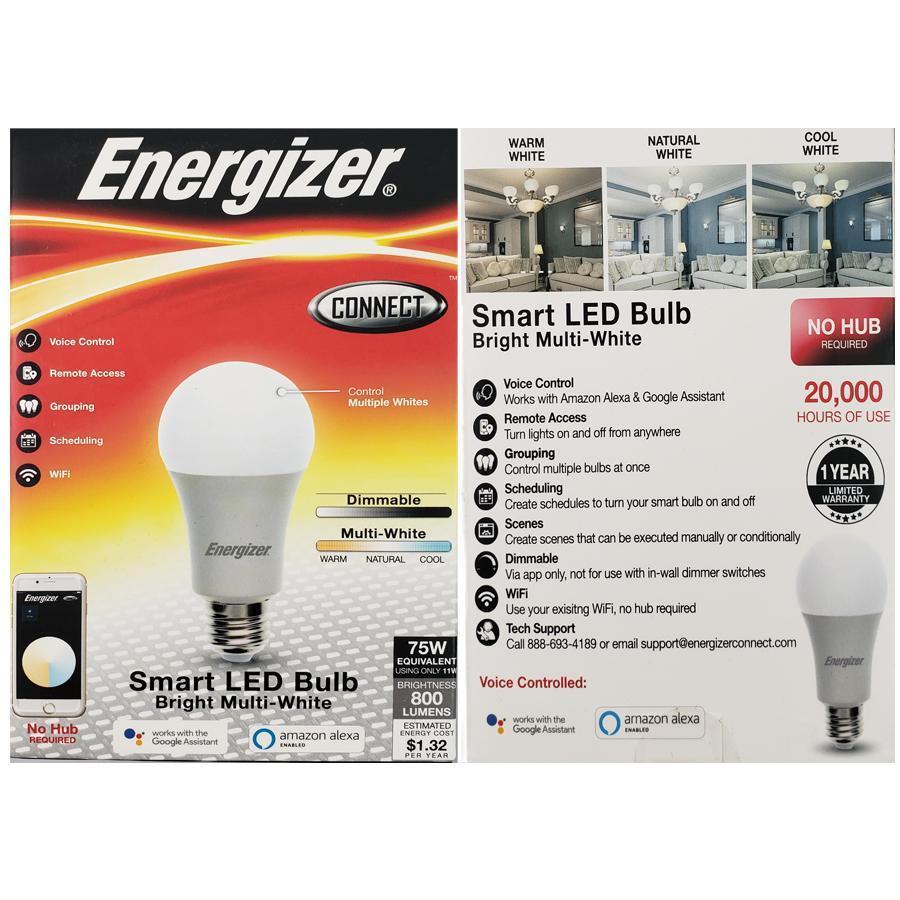 Energizer Connect EAW2-1001-MWT Ampoule Intelligente DEL Multi-Blanc - Simple Boutique