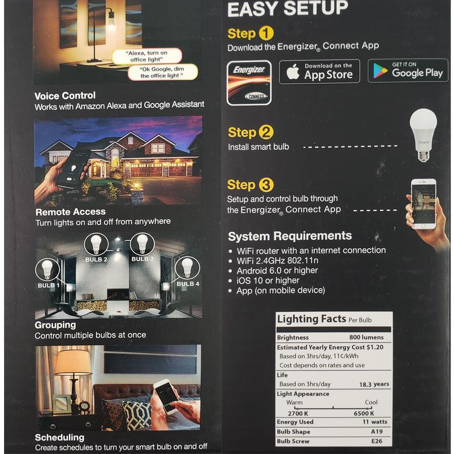 Energizer Connect EAW2-1001-MWT Ampoule Intelligente DEL Multi-Blanc - Simple Boutique