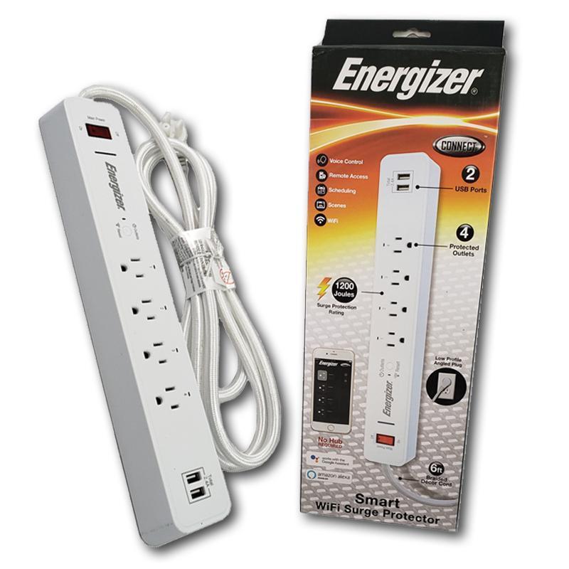 Energizer Connect EIS3-1001-WHT Wi-Fi Protecteur de Surtension 1200 Joules avec Commande Vocale - Simple Boutique