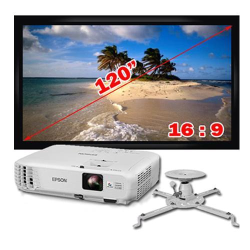 Ensemble Complet Projecteur Epson HC1040 Recond. Support Projecteur Plafond et Toile de Projection Cadrage Fixe Blanc 120" 16:9 - Simple Boutique