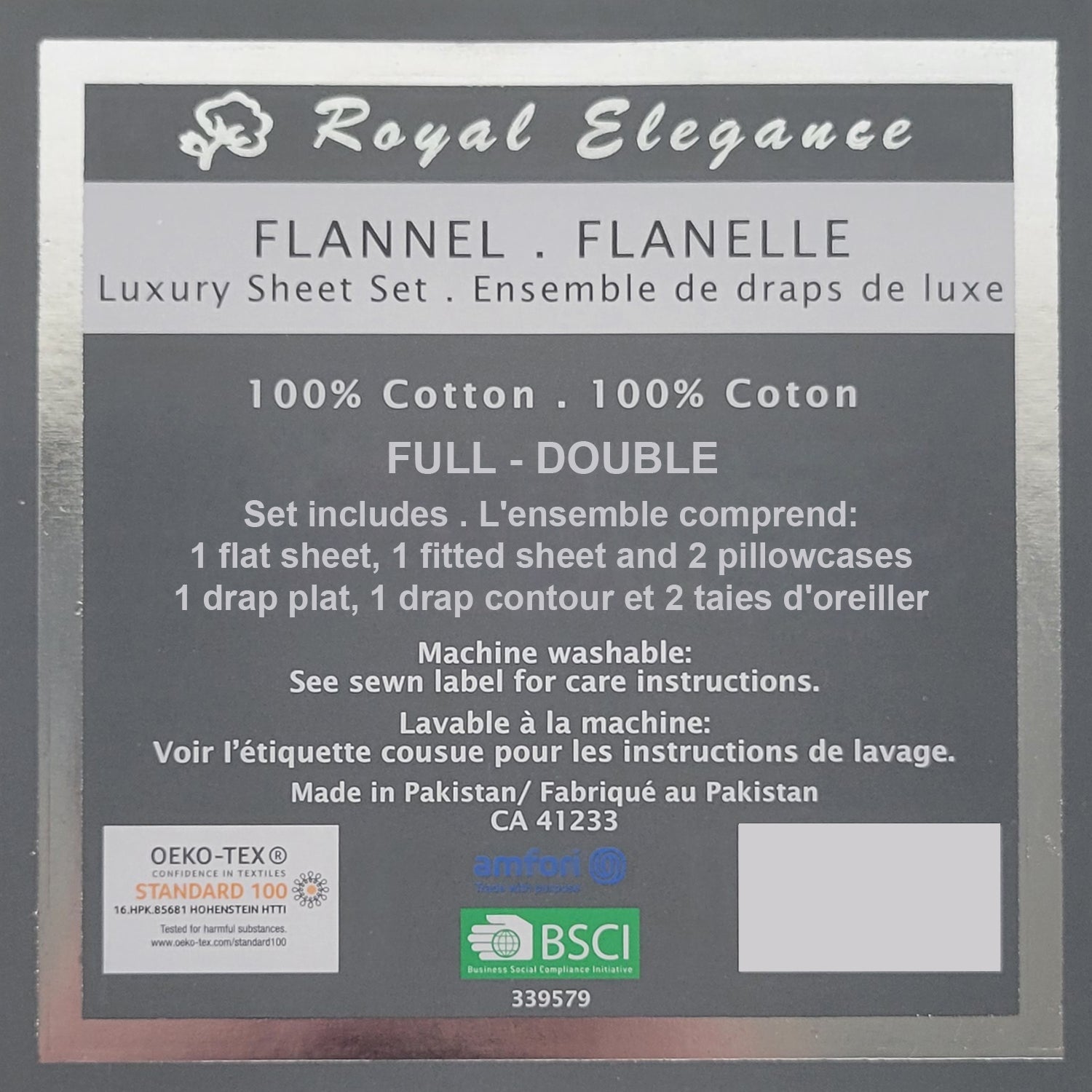 Ensemble de Draps de Flanelle, 100% Coton, Grandeur Double, Fern Leaves - Simple Boutique