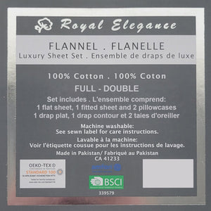Ensemble de Draps de Flanelle, 100% Coton, Grandeur Double, Plaid Vert - Simple Boutique