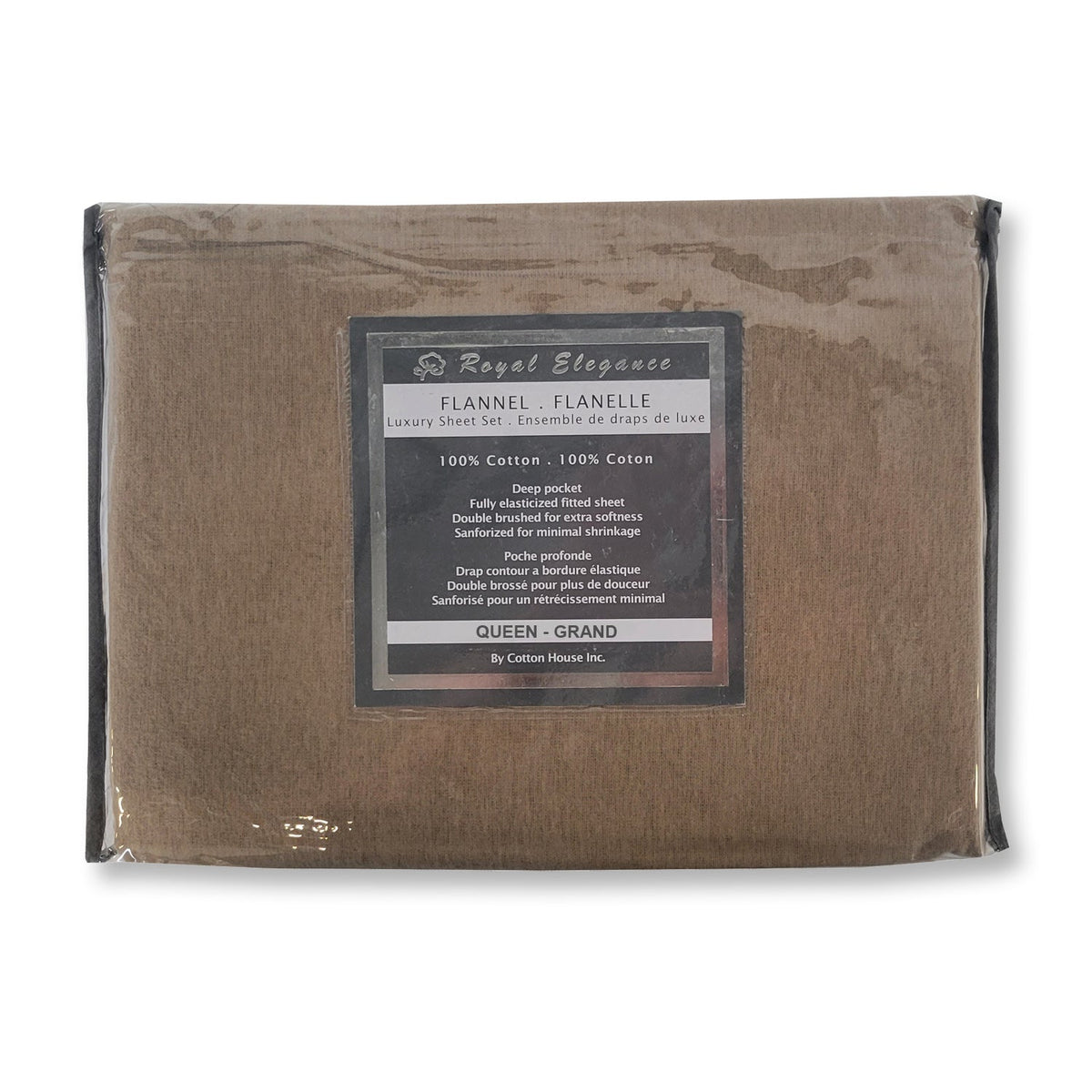 Simple B Bedding Ensemble de Draps de Flanelle, 100% Coton, Grandeur Grand Lit Queen, Beige Tuffet - Simple Boutique