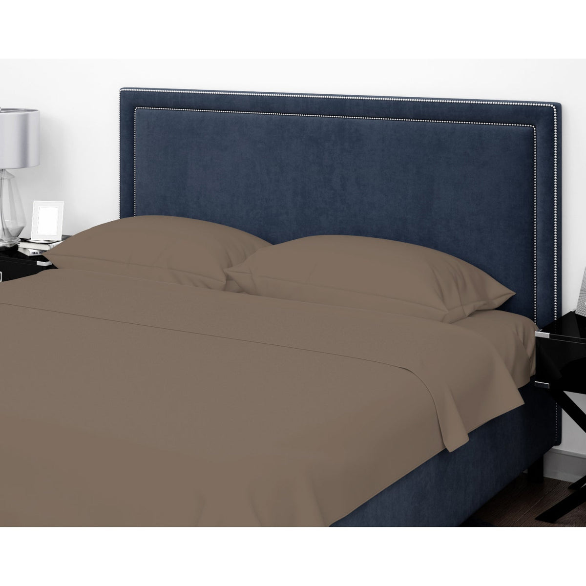 Simple B Bedding Ensemble de Draps de Flanelle, 100% Coton, Grandeur Grand Lit Queen, Beige Tuffet - Simple Boutique
