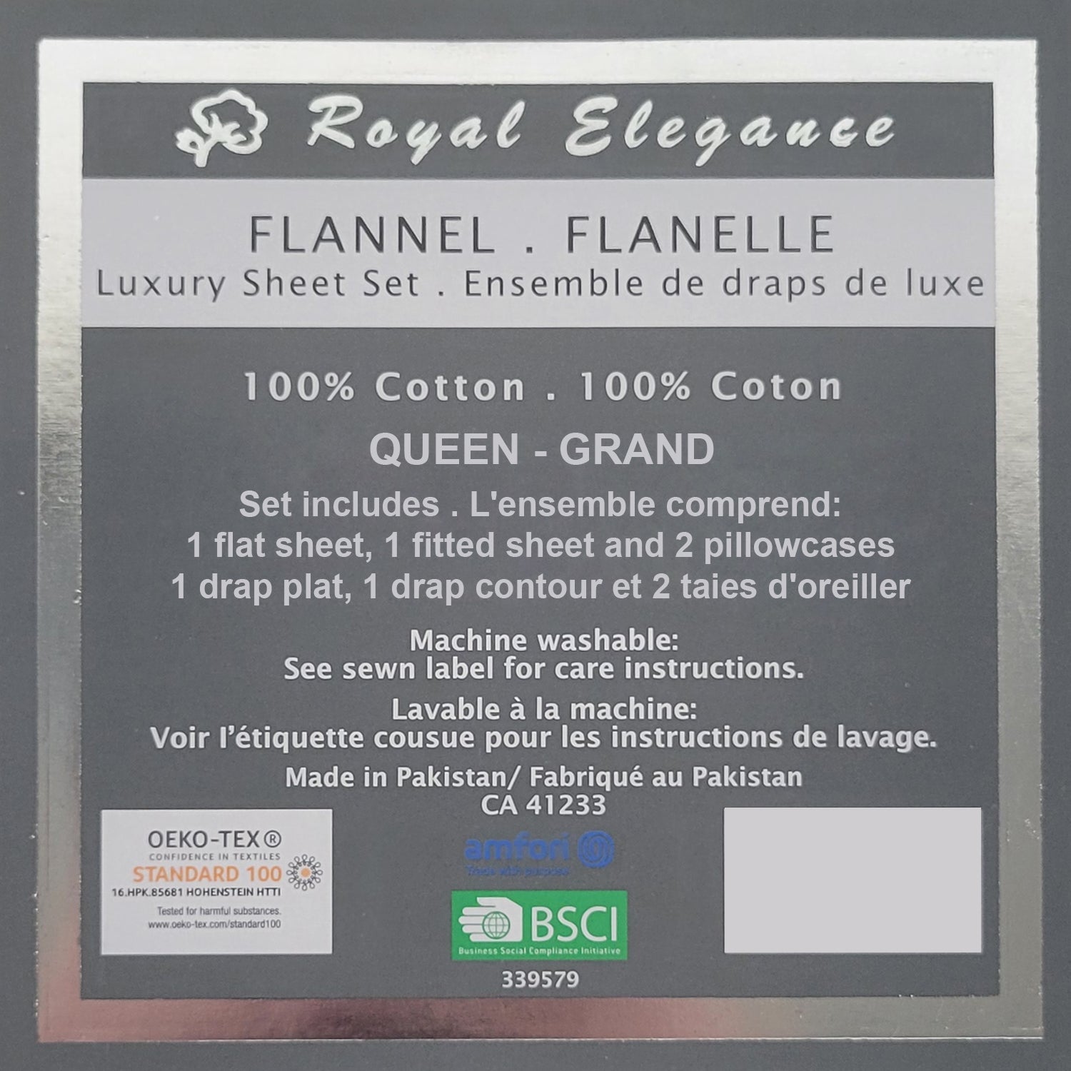 Ensemble de Draps de Flanelle, 100% Coton, Grandeur Grand Lit Queen, Weave - Simple Boutique
