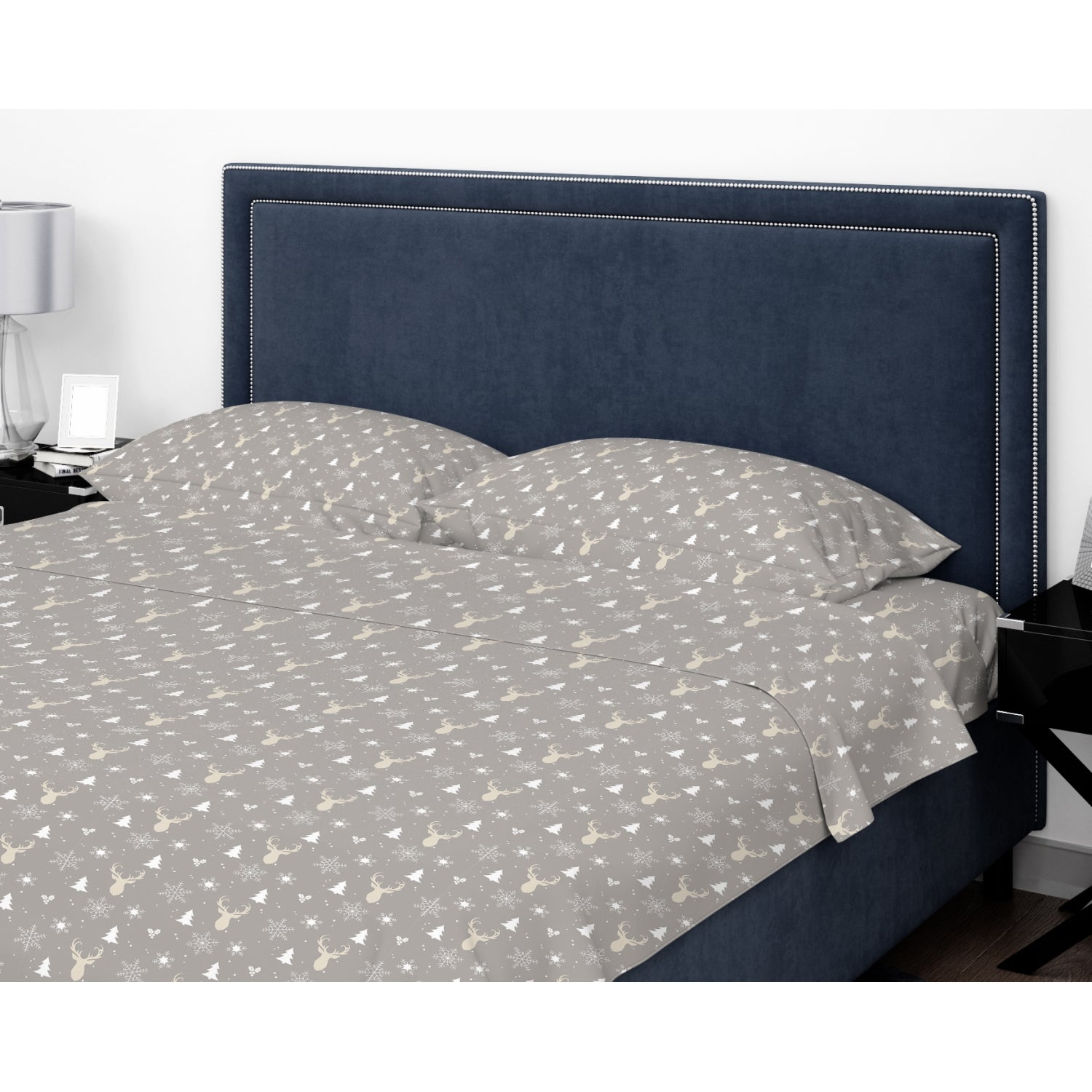 Ensemble de Draps de Flanelle, 100% Coton Mercerisé, Grandeur Simple, Motifs de Cerfs - Simple Boutique