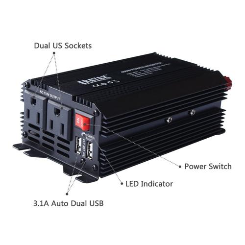 Erayak Adaptateur DC 12V À AC 110V De 400W Pour La Voiture Avec Chargeur USB Double - Simple Boutique