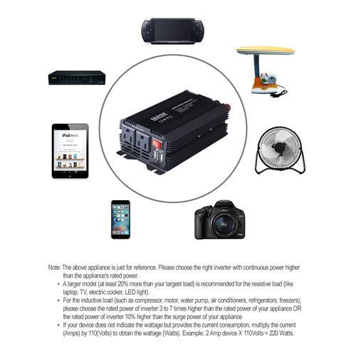 Erayak Adaptateur DC 12V À AC 110V De 400W Pour La Voiture Avec Chargeur USB Double - Simple Boutique