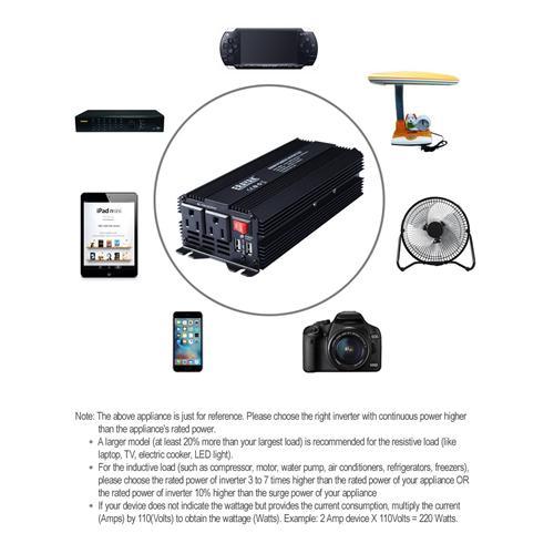 Erayak Adaptateur DC 12V À AC 110V De 500W Pour La Voiture Avec Chargeur USB Double - Simple Boutique