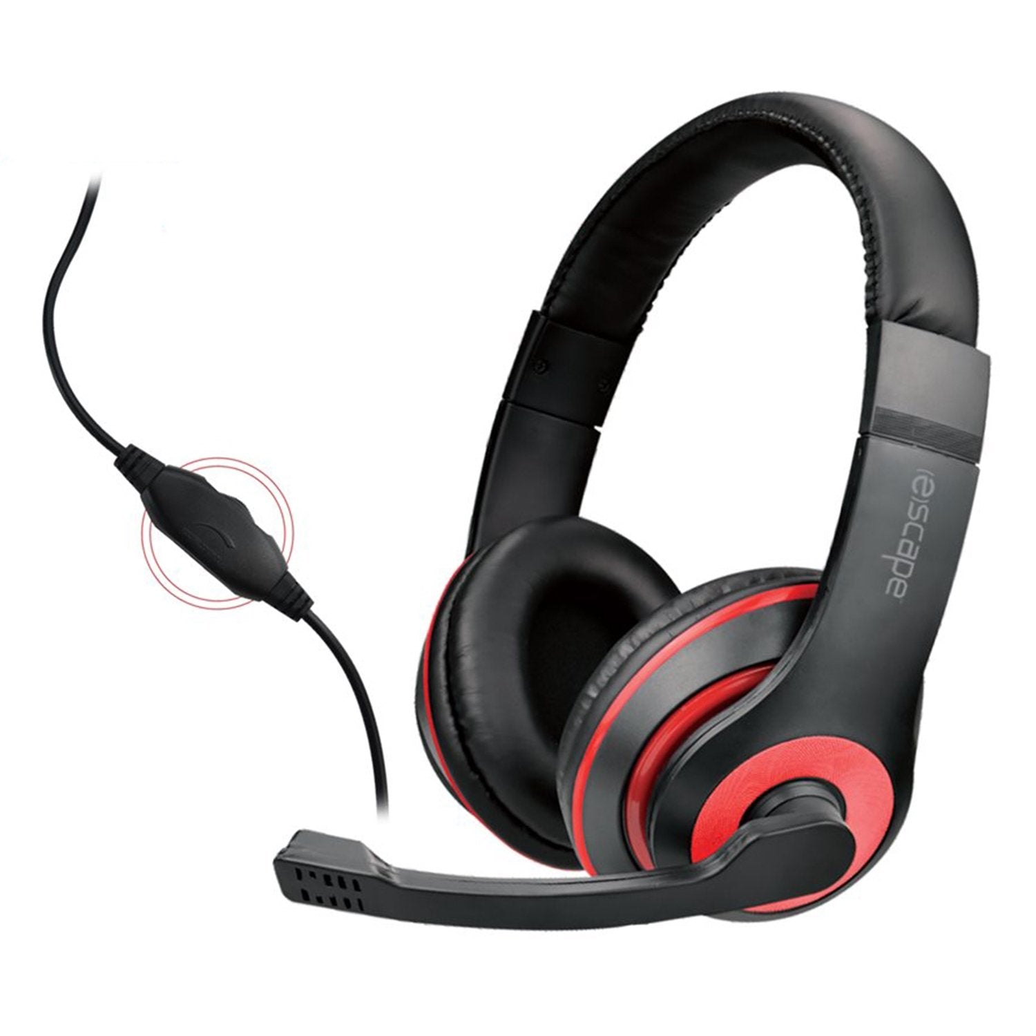 Escape - Casque de Jeu Stéréo Filaire, Contrôle du Volume et Microphone, Rouge - Simple Boutique