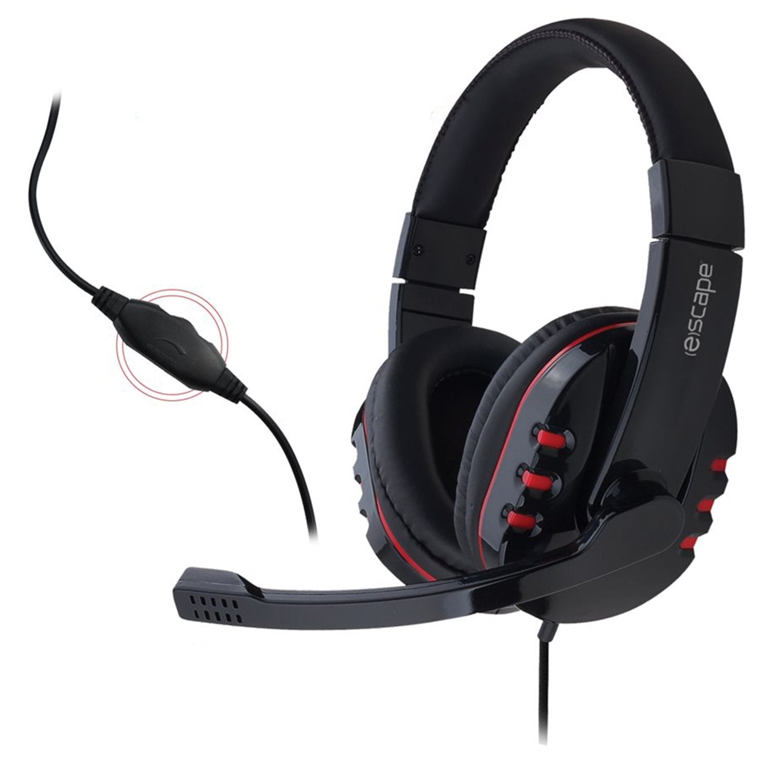 Escape - Casque de Jeu Stéréo Filaire, Contrôle du Volume et Microphone, Rouge - Simple Boutique