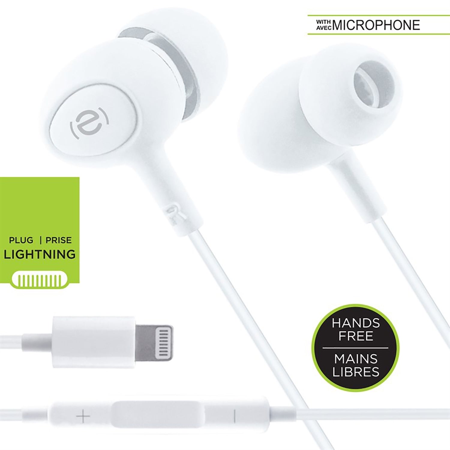 Escape - Écouteurs Intra-Auriculaire avec Prise Lightning, Microphone et Télécommande Intégré, Blanc - Simple Boutique