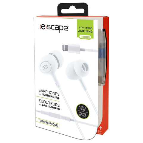 Escape - Écouteurs Intra-Auriculaire avec Prise Lightning, Microphone et Télécommande Intégré, Blanc