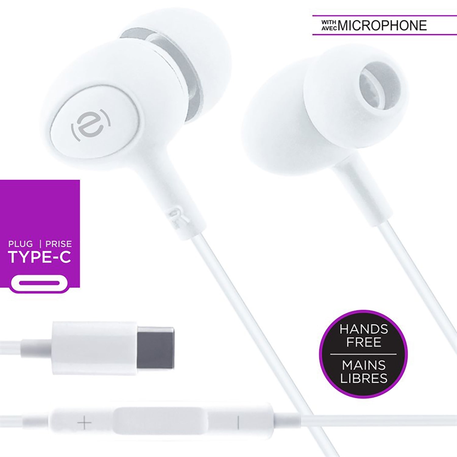 Escape - Écouteurs Intra-Auriculaire avec Prise Type-C, Microphone et Télécommande Intégré, Blanc - Simple Boutique