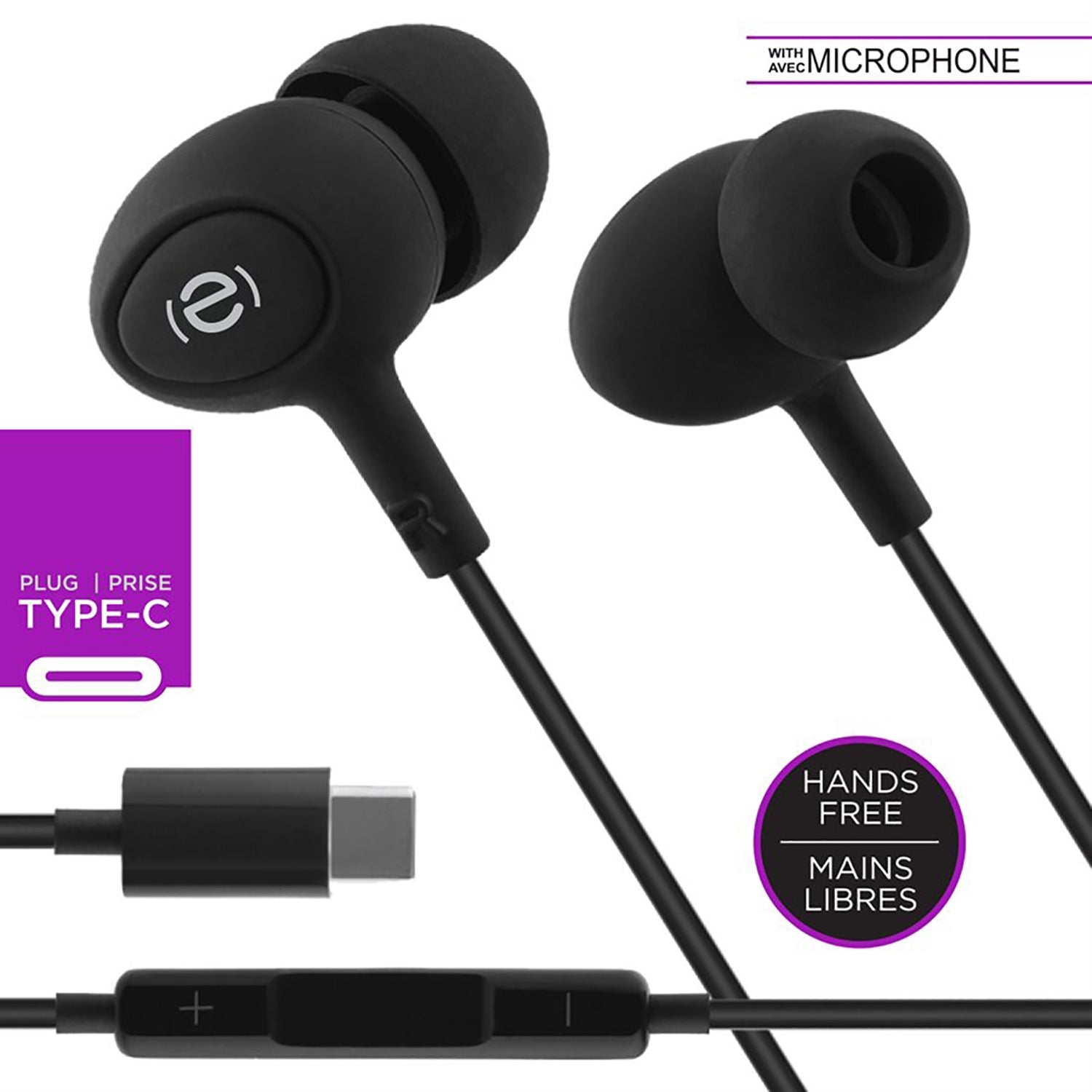 Escape - Écouteurs Intra-Auriculaire avec Prise Type-C, Microphone et Télécommande Intégré, Noir - Simple Boutique
