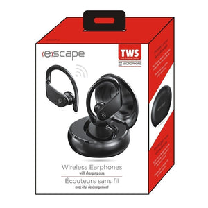 Escape - Écouteurs Stéréo Intra-Auriculaire, Bluetooth 5.0 avec Boitier de Recharge et Microphone Intégré, Noir - Simple Boutique