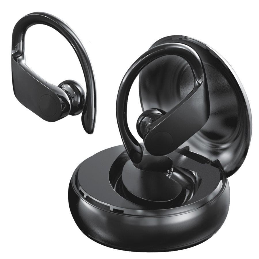 Escape - Écouteurs Stéréo Intra-Auriculaire, Bluetooth 5.0 avec Boitier de Recharge et Microphone Intégré, Noir - Simple Boutique
