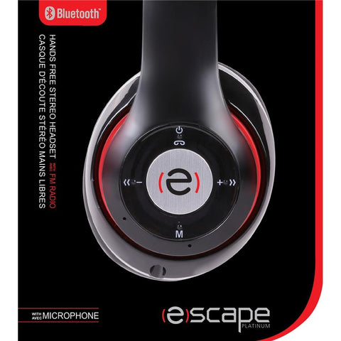 Escape Platinum BT-S15BK  Casque D'écoute Bluetooth Avec Microphone Et Radio Fm Noir