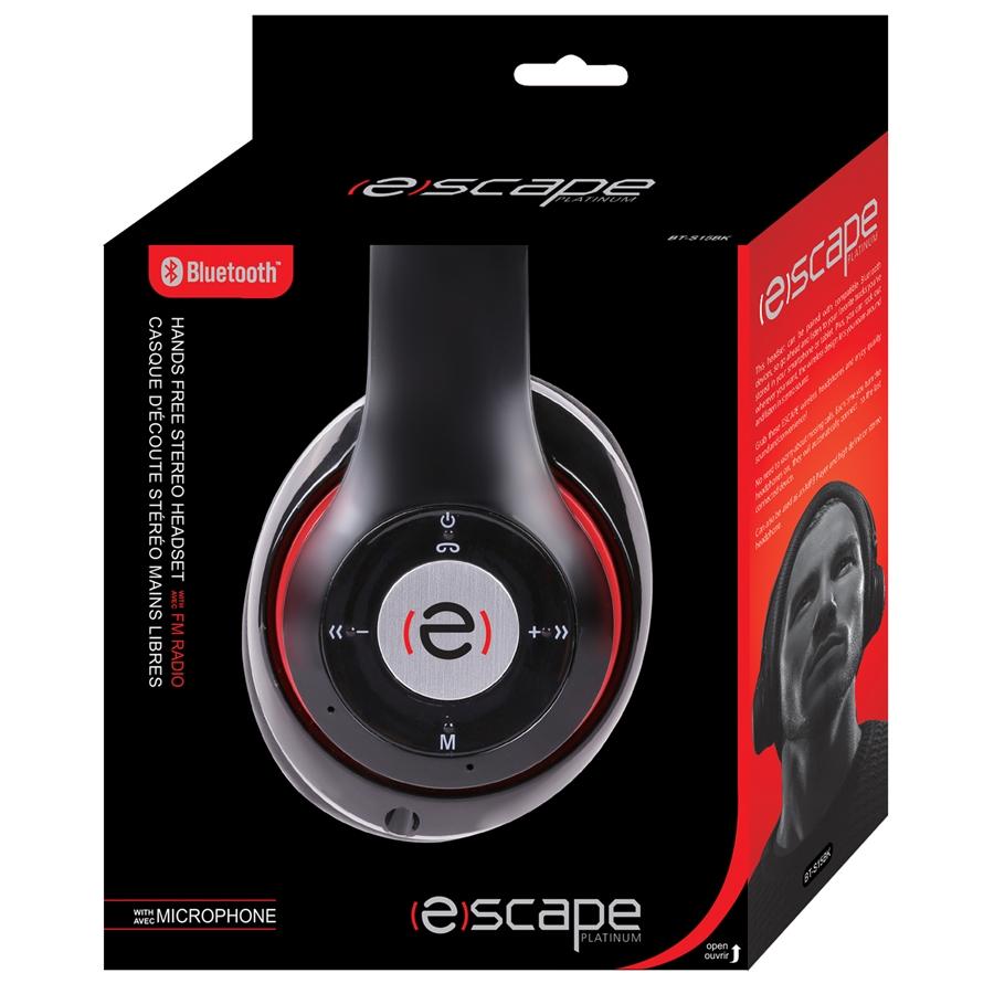 Escape Platinum BT-S15BK Casque D'écoute Bluetooth Avec Microphone Et Radio Fm Noir - Simple Boutique