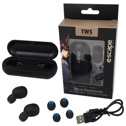 Escape Platinum BTM884 Mini Ecouteurs Bluetooth Sans Fils Avec Boitier Chargeur Noir - Simple Boutique