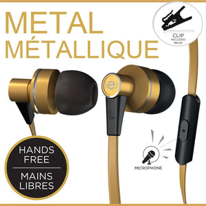 Escape Platinum EHP092 Écouteurs Mains Libres en Métal avec Microphone Or - Simple Boutique