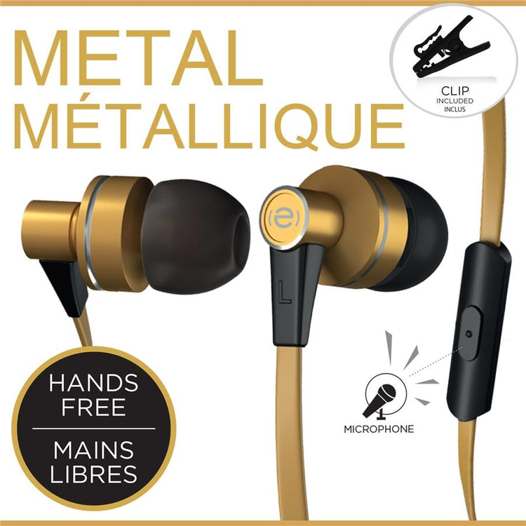 Escape Platinum EHP092 Écouteurs Mains Libres en Métal avec Microphone Or - Simple Boutique