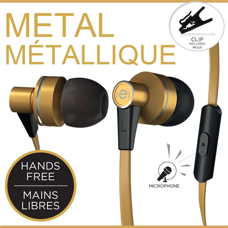 Escape Platinum EHP092 Écouteurs Mains Libres en Métal avec Microphone Or - Simple Boutique