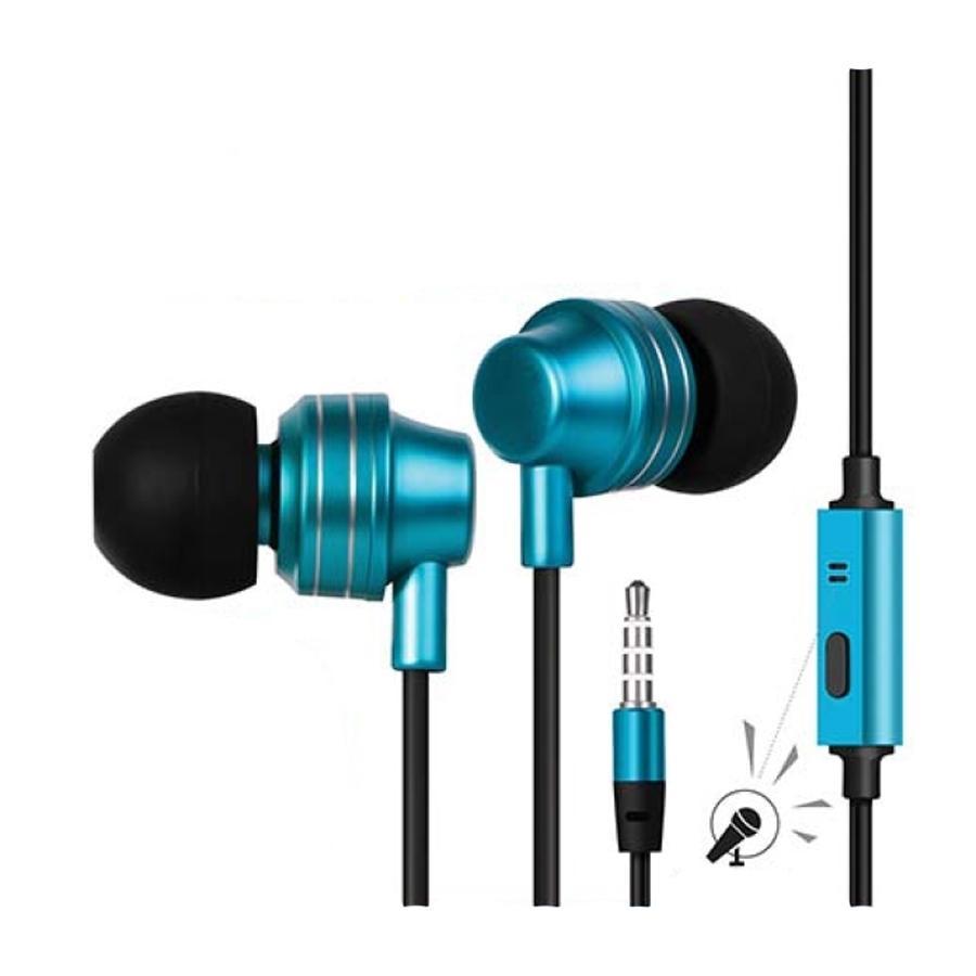 Escape Platinum EHP253 Écouteurs Mains Libres en Métal avec Microphone Bleu - Simple Boutique