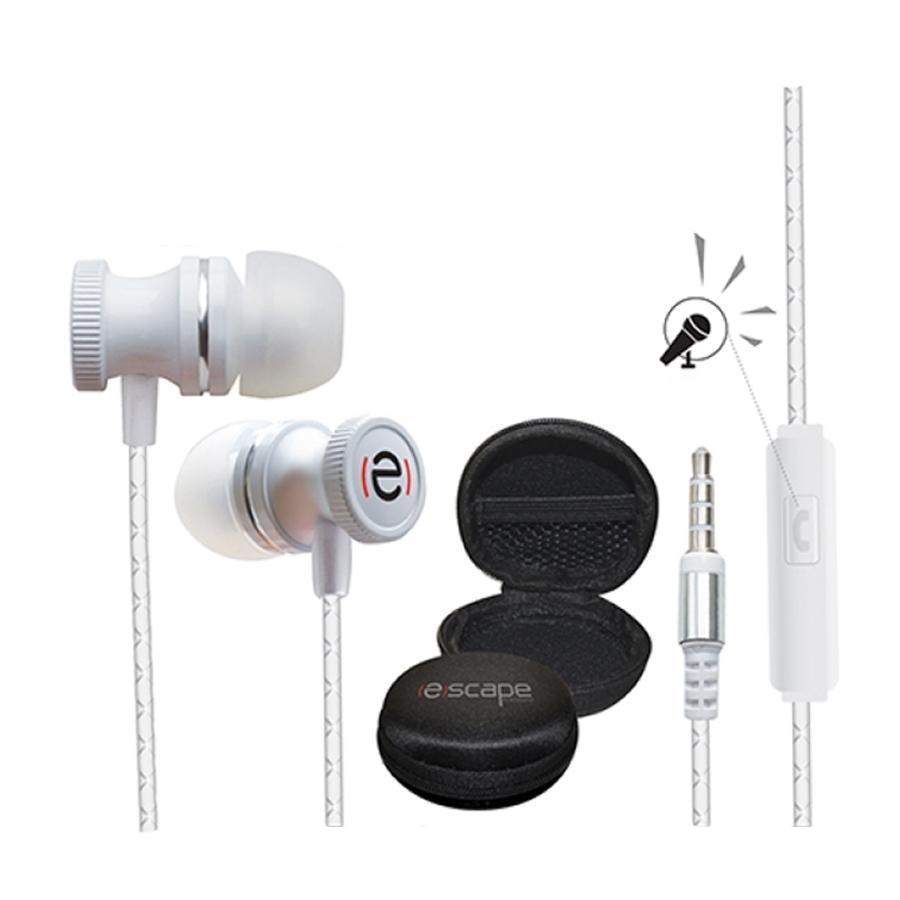 Escape Platinum EHP885 Écouteurs Mains Libres en Métal avec Microphone Blanc