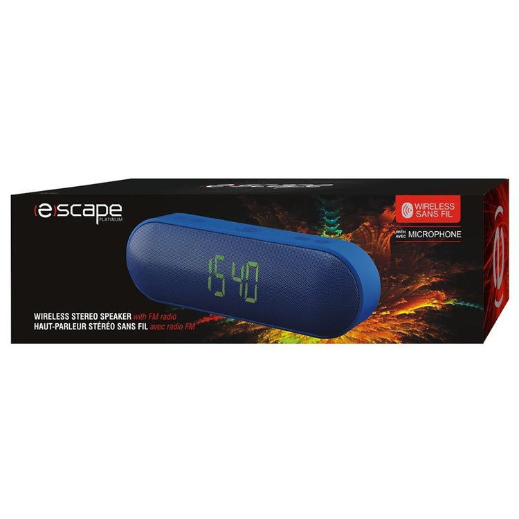 Escape Platinum SPBT005 Haut-Parleur Bluetooth Radio Réveil Double Alarme FM Micro SD USB Bleu - Simple Boutique