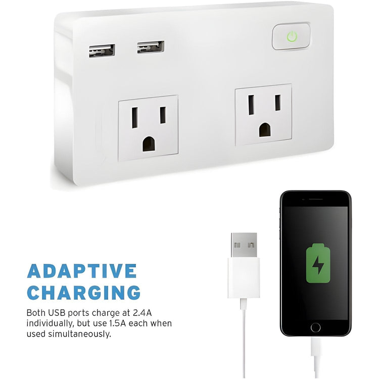 Etekcity - Protecteur de Surtension pour Prise Mural, 2 Prises et 2 Ports USB 3.1A, Blanc - Simple Boutique
