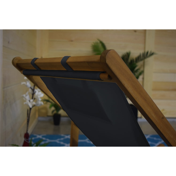 F. Corriveau International - Chaise Transat pour l'extérieur, Trois Niveaux Inclinaisons, Cadre en Bois, Gris - Simple Boutique