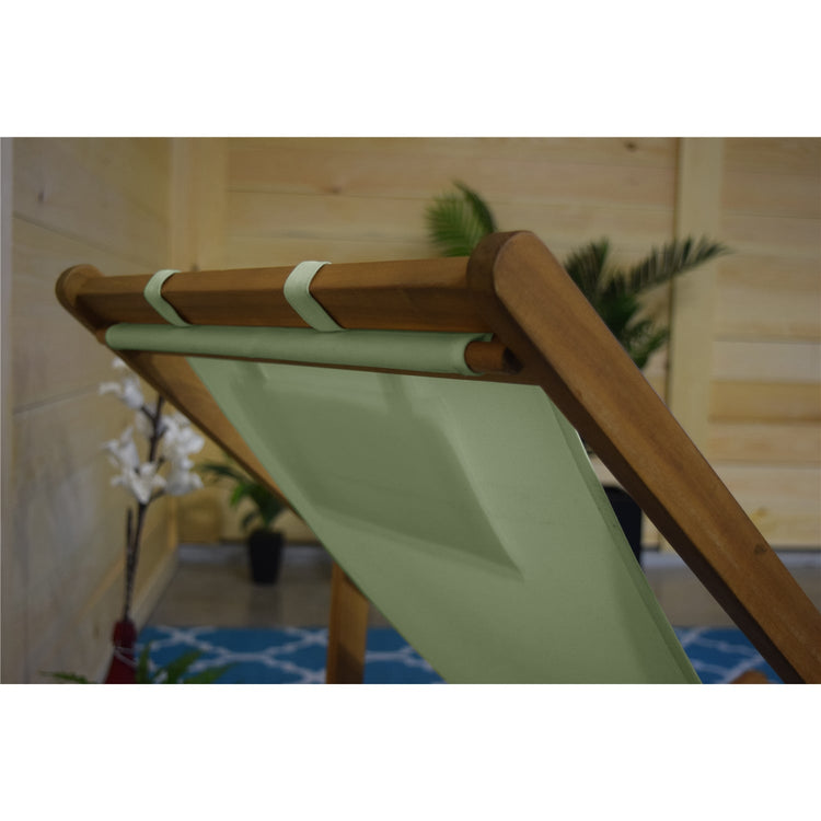 F. Corriveau International - Chaise Transat pour l'extérieur, Trois Niveaux Inclinaisons, Cadre en Bois, Jade - Simple Boutique