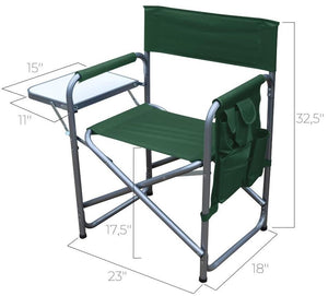 F. Corriveau International - Ensemble de 2 Chaises Pliantes avec Pochette de Rangement et Plateau, Vert - Simple Boutique