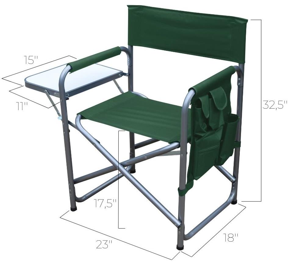 F. Corriveau International - Ensemble de 2 Chaises Pliantes avec Pochette de Rangement et Plateau, Vert - Simple Boutique