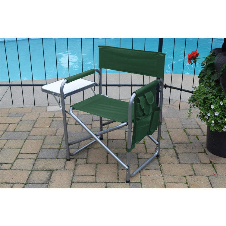 F. Corriveau International - Ensemble de 2 Chaises Pliantes avec Pochette de Rangement et Plateau, Vert - Simple Boutique
