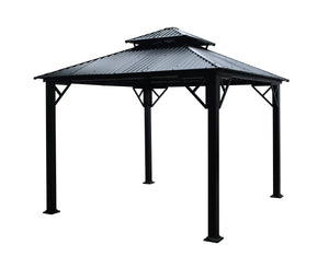 F. Corriveau International - Gazebo 4 Saisons Metropolis, Cadre en Aluminium Antirouille, 10' x 10', Noir - Simple Boutique