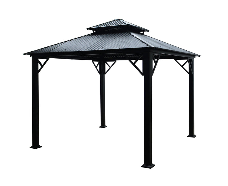 F. Corriveau International - Gazebo 4 Saisons Metropolis, Cadre en Aluminium Antirouille, 10' x 10', Noir - Simple Boutique